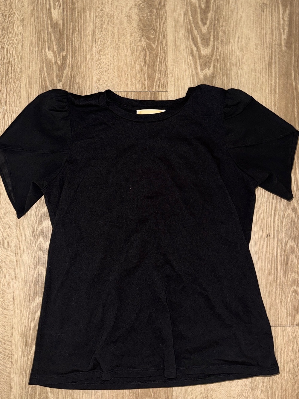 Michael Kors Black Puff-Sleeve Crewneck Top